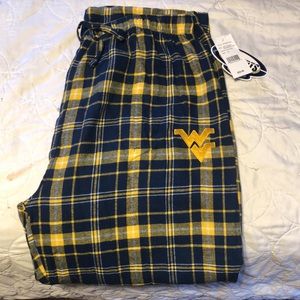 Mens size 2x West Virginia mens blue plaid sleep pants NWT